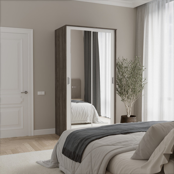 Изображение товара Шкаф-купе Кортекс-мебель Лагуна ШК01-02 (орех элия/белый)