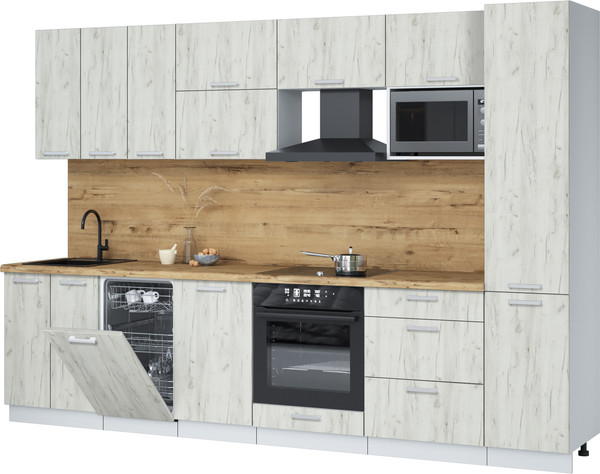 Изображение товара Кухонный гарнитур Интерлиния Мила Лайт 3.1-ПМ4 (дуб белый/дуб белый/дуб бунратти)