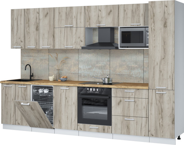 Изображение товара Кухонный гарнитур Интерлиния Мила Лайт 3.1-ПМ4  (дуб серый/дуб серый/дуб бунратти)