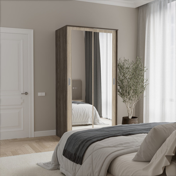 Изображение товара Шкаф-купе Кортекс-мебель Лагуна ШК01-02 (орех элия/дуб сонома)