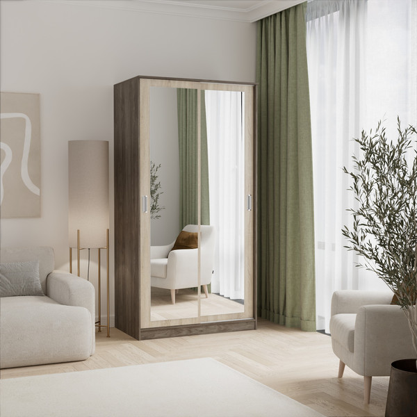 Изображение товара Шкаф-купе Кортекс-мебель Лагуна ШК01-02 (орех элия/дуб сонома)