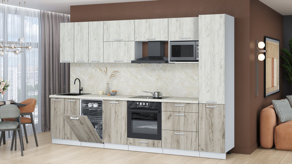 Изображение товара Кухонный гарнитур Интерлиния Мила Лайт 3.1-ПМ4 (дуб белый/дуб серый/опал светлый)