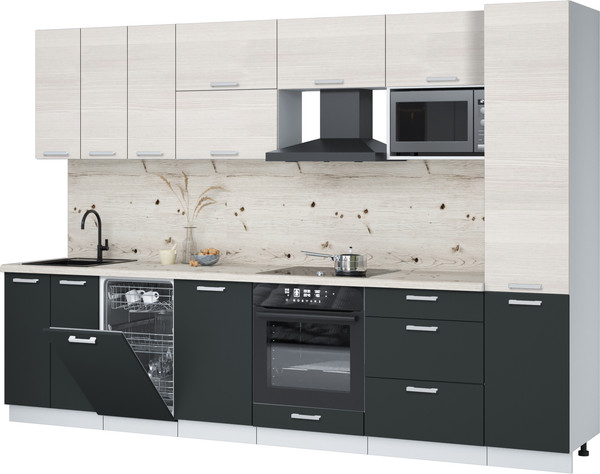 Изображение товара Кухонный гарнитур Интерлиния Мила Лайт 3.1-ПМ4 (вудлайн кремовый/антрацит/бискайская сосна)