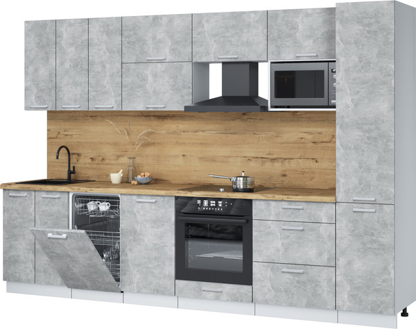 Изображение товара Кухонный гарнитур Интерлиния Мила Лайт 3.1-ПМ4  (бетон/бетон/дуб бунратти)