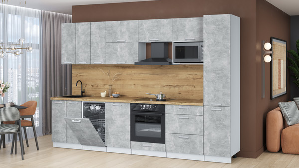 Изображение товара Кухонный гарнитур Интерлиния Мила Лайт 3.1-ПМ4  (бетон/бетон/дуб бунратти)