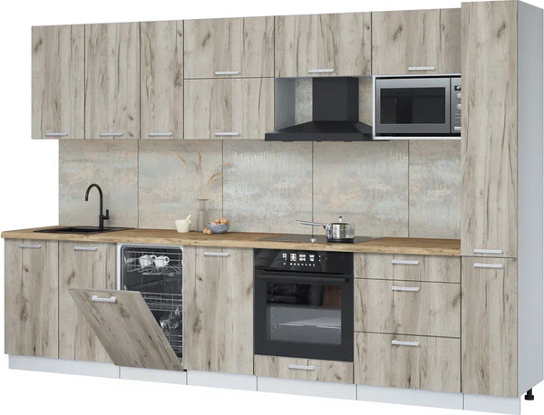 Изображение товара Кухонный гарнитур Интерлиния Мила Лайт 3.2-ПМ4  (дуб серый/дуб серый/дуб бунратти)