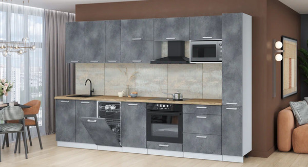 Изображение товара Кухонный гарнитур Интерлиния Мила Лайт 3.2-ПМ4  (бетон портленд/бетон портленд/дуб бунратти)