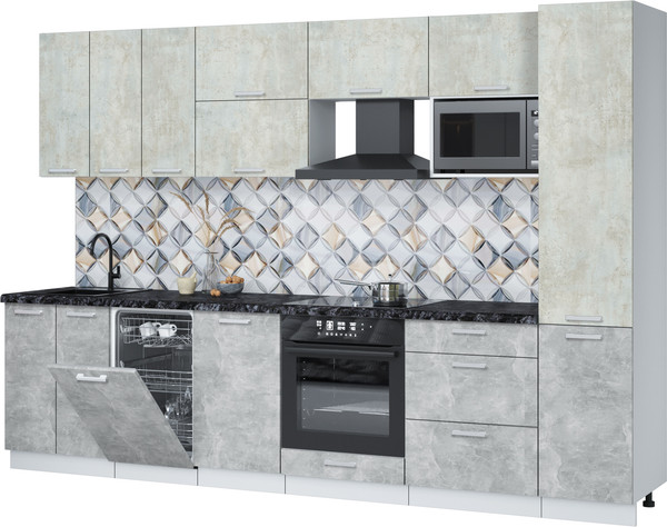 Изображение товара Кухонный гарнитур Интерлиния Мила Лайт 3.1-ПМ4 (бетон лайт/бетон/кастилло темный)