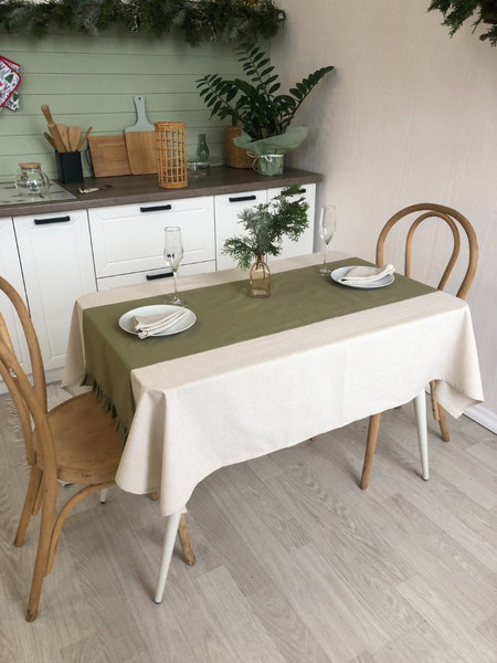 Изображение товара Дорожка на стол ОМурМебель 140x40см с рюшами (мятный)