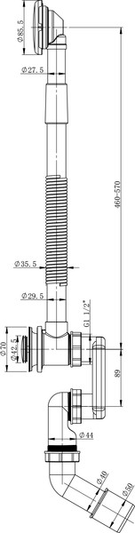 Изображение товара Ванна акриловая Lauter Estelle 150 / 21206050 (с каркасом, лицевым экраном белого цвета и сифоном 21Y11020 хром)