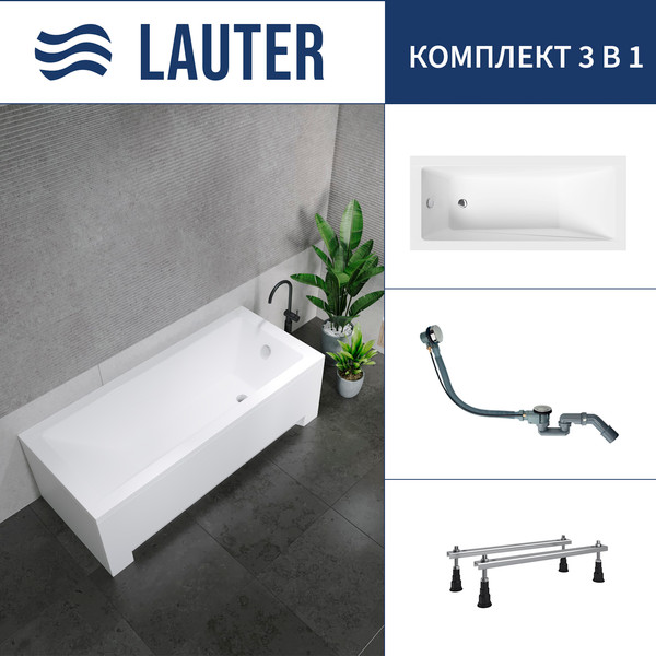 Изображение товара Ванна акриловая Lauter Estelle 170 / 21206070 (с ножками и сифоном 21Y32000 хром)