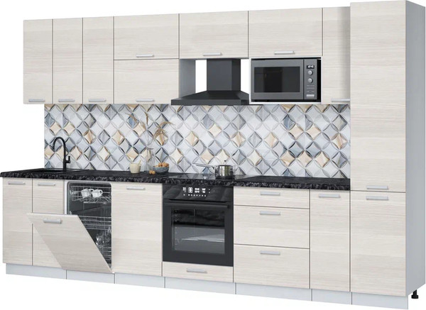 Изображение товара Кухонный гарнитур Интерлиния Мила Лайт 3.4-ПМ4  (вудлайн кремовый/вудлайн кремовый/кастилло темный)