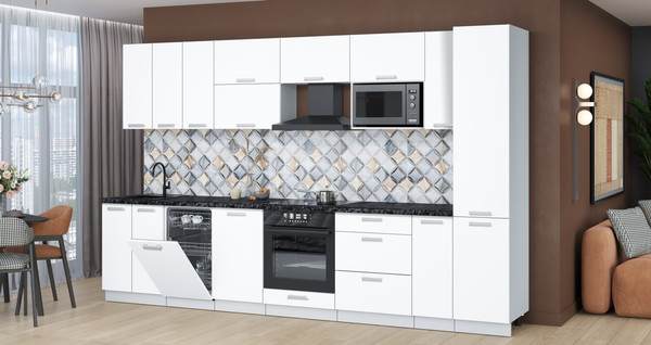 Изображение товара Кухонный гарнитур Интерлиния Мила Лайт 3.4-ПМ4  (белый платинум/белый платинум/кастилло темный)