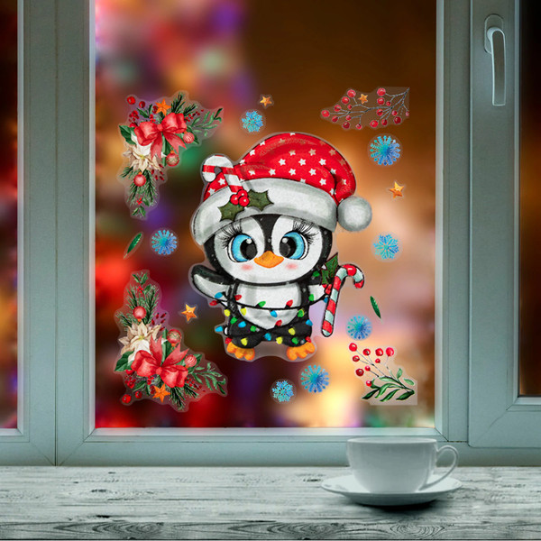 Изображение товара Набор наклеек на окно Золотая сказка Пингвин / 592136