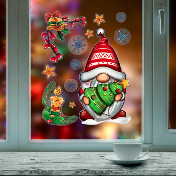 Изображение товара Набор наклеек на окно Золотая сказка Рождественский гном / 592137