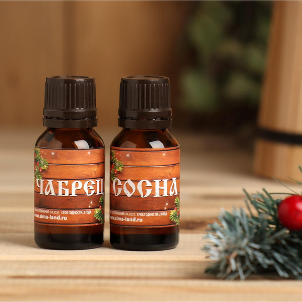 Изображение товара Набор эфирных масел Банная забава Жаркой баньки чебрец+сосна / 2482730 (2х15мл)