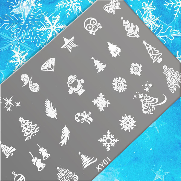 Изображение товара Пластина для стемпинга Queen Fair Металлическая Праздничное ассорти / 4301092 (12x6см)