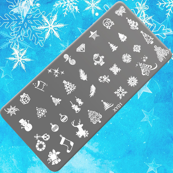 Изображение товара Пластина для стемпинга Queen Fair Металлическая Праздничное ассорти / 4301092 (12x6см)