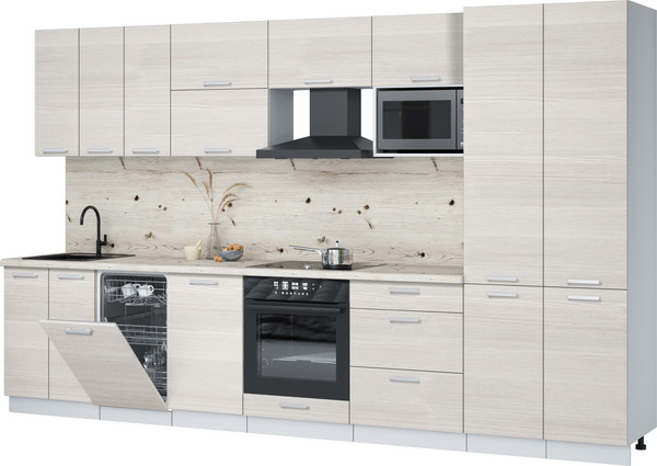 Изображение товара Кухонный гарнитур Интерлиния Мила Лайт 3.5-ПМ4  (вудлайн кремовый/вудлайн кремовый/бискайская сосна)