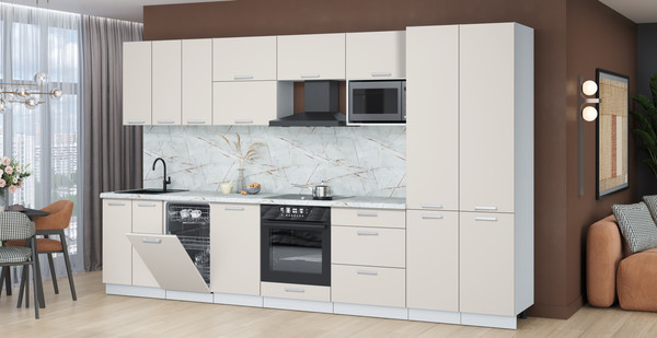 Изображение товара Кухонный гарнитур Интерлиния Мила Лайт 3.5-ПМ4 (персидский жемчуг/персидский жемчуг/серый каспий)