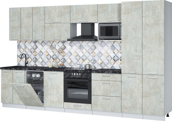 Изображение товара Кухонный гарнитур Интерлиния Мила Лайт 3.5-ПМ4  (бетон лайт/бетон лайт/кастилло темный)