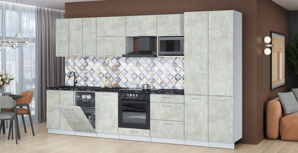 Изображение товара Кухонный гарнитур Интерлиния Мила Лайт 3.5-ПМ4  (бетон лайт/бетон лайт/кастилло темный)