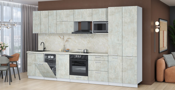 Изображение товара Кухонный гарнитур Интерлиния Мила Лайт 3.5-ПМ4 (бетон лайт/бетон лайт/опал светлый)