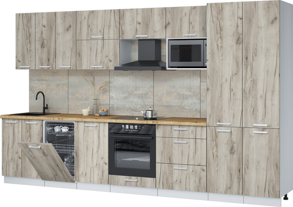 Изображение товара Кухонный гарнитур Интерлиния Мила Лайт 3.5-ПМ4 (дуб серый/дуб серый/дуб бунратти)