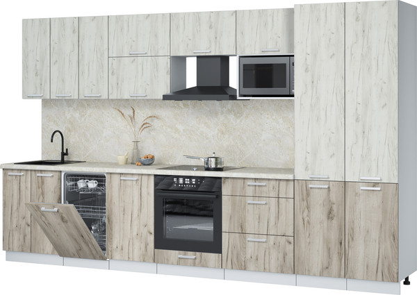 Изображение товара Кухонный гарнитур Интерлиния Мила Лайт 3.5-ПМ4  (дуб белый/дуб серый/опал светлый)