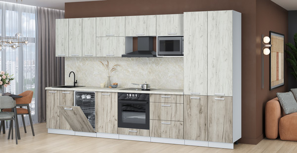 Изображение товара Кухонный гарнитур Интерлиния Мила Лайт 3.5-ПМ4  (дуб белый/дуб серый/опал светлый)