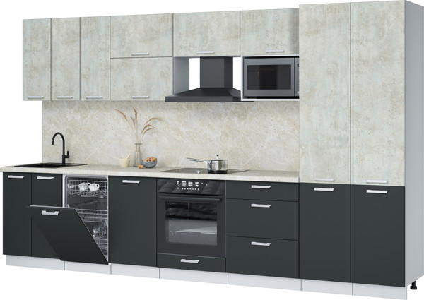 Изображение товара Кухонный гарнитур Интерлиния Мила Лайт 3.5-ПМ4  (бетон лайт/антрацит/опал светлый)