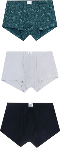 Изображение товара Комплект мужских трусов Mark Formelle 411122-3 (р.86-96, узор на атлантике/светло-серый/черный)