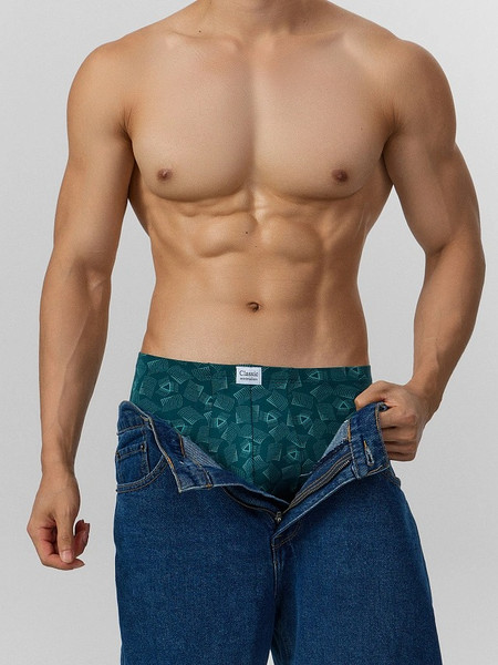 Изображение товара Комплект мужских трусов Mark Formelle 411122-3 (р.90-100, узор на атлантике/светло-серый/черный)