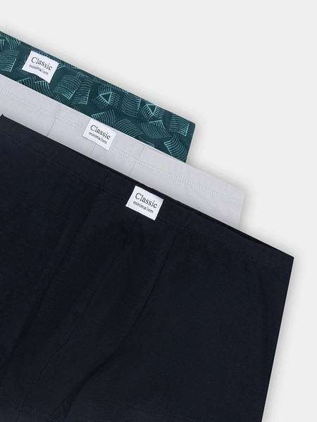 Изображение товара Комплект мужских трусов Mark Formelle 411122-3 (р.94-104, узор на атлантике/светло-серый/черный)