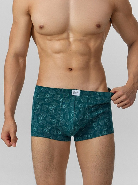 Изображение товара Комплект мужских трусов Mark Formelle 411122-3 (р.98-108, узор на атлантике/светло-серый/черный)