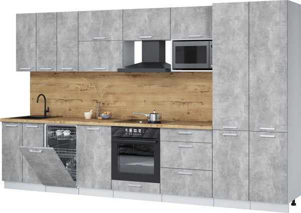 Изображение товара Кухонный гарнитур Интерлиния Мила Лайт 3.5-ПМ4 (бетон/бетон/дуб бунратти)