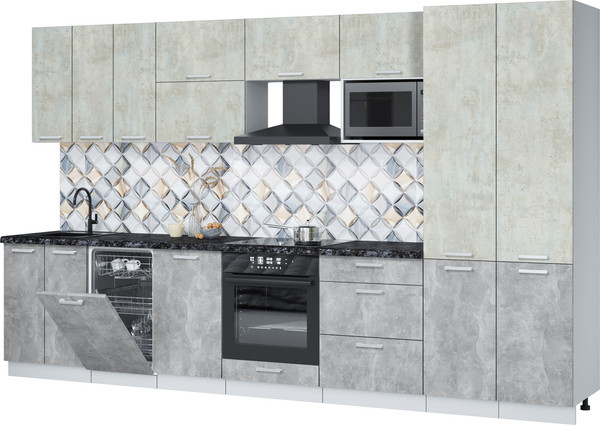 Изображение товара Кухонный гарнитур Интерлиния Мила Лайт 3.5-ПМ4 (бетон лайт/бетон/кастилло темный)