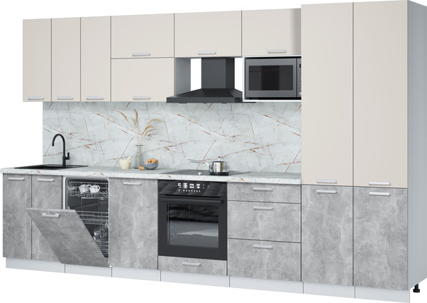 Изображение товара Кухонный гарнитур Интерлиния Мила Лайт 3.5-ПМ4 (персидский жемчуг/бетон/серый каспий)