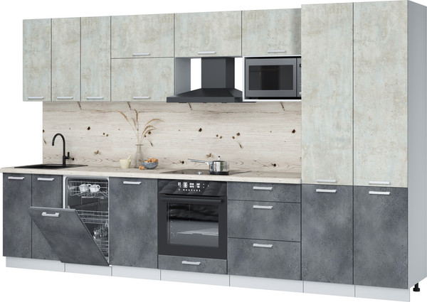 Изображение товара Кухонный гарнитур Интерлиния Мила Лайт 3.5-ПМ4 ( бетон лайт/бетон портленд/бискайская сосна)