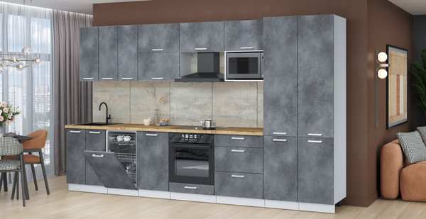 Изображение товара Кухонный гарнитур Интерлиния Мила Лайт 3.5-ПМ4 (бетон портленд/бетон портленд/дуб бунратти)