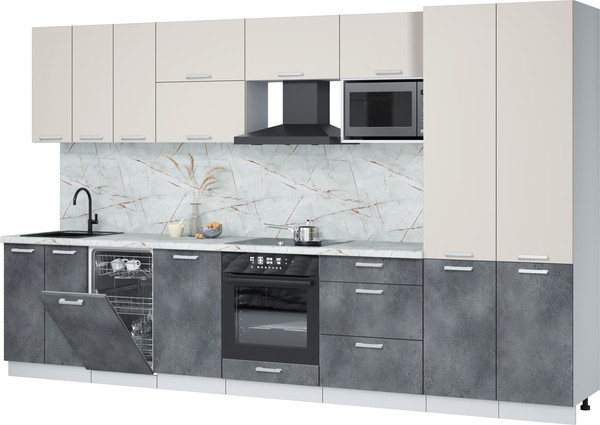 Изображение товара Кухонный гарнитур Интерлиния Мила Лайт 3.5-ПМ4  (персидский жемчуг/бетон портленд/серый каспий)