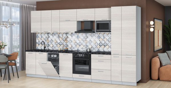 Изображение товара Кухонный гарнитур Интерлиния Мила Лайт 3.6-ПМ4 (вудлайн кремовый/вудлайн кремовый/кастилло темный)