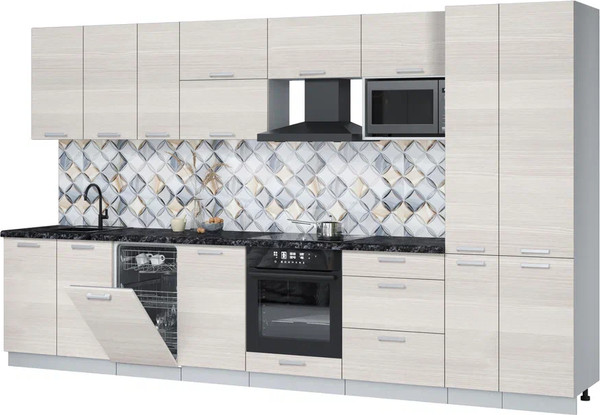 Изображение товара Кухонный гарнитур Интерлиния Мила Лайт 3.6-ПМ4 (вудлайн кремовый/вудлайн кремовый/кастилло темный)