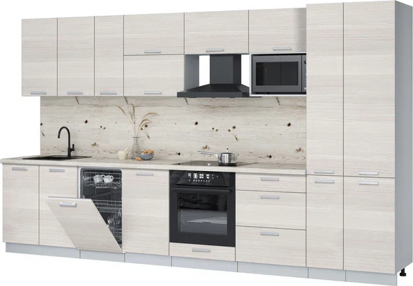 Изображение товара Кухонный гарнитур Интерлиния Мила Лайт 3.6-ПМ4 (вудлайн кремовый/вудлайн кремовый/бискайская сосна)