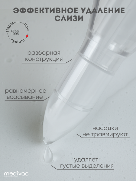 Изображение товара Аспиратор детский Medivac 1.0 с двумя сменными многоразовыми насадками / 19 829
