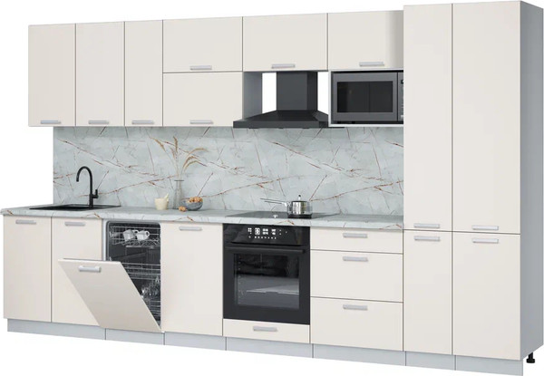 Изображение товара Кухонный гарнитур Интерлиния Мила Лайт 3.6-ПМ4  (персидский жемчуг/персидский жемчуг/серый каспий)