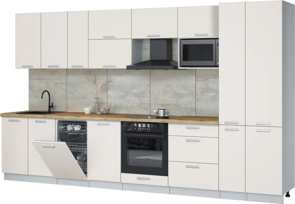 Изображение товара Кухонный гарнитур Интерлиния Мила Лайт 3.6-ПМ4 (персидский жемчуг/персидский жемчуг/дуб бунратти)