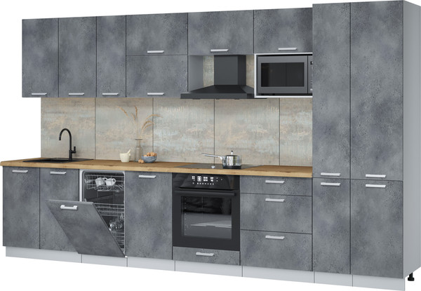 Изображение товара Кухонный гарнитур Интерлиния Мила Лайт 3.6-ПМ4 (бетон портленд/бетон портленд/дуб бунратти)