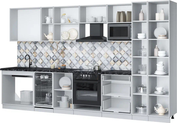 Изображение товара Кухонный гарнитур Интерлиния Мила Лайт 3.6-ПМ4 (бетон лайт/дуб веллингтон/кастилло темный)