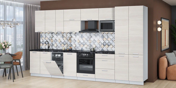 Изображение товара Кухонный гарнитур Интерлиния Мила Лайт 3.7-ПМ4 (вудлайн кремовый/вудлайн кремовый/кастилло темный)